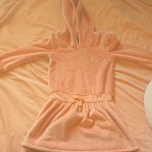 Cute fleece sweater dress with hoodie